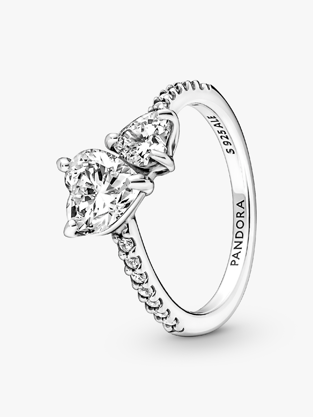 Double Heart Sparkling Ring A7 hC