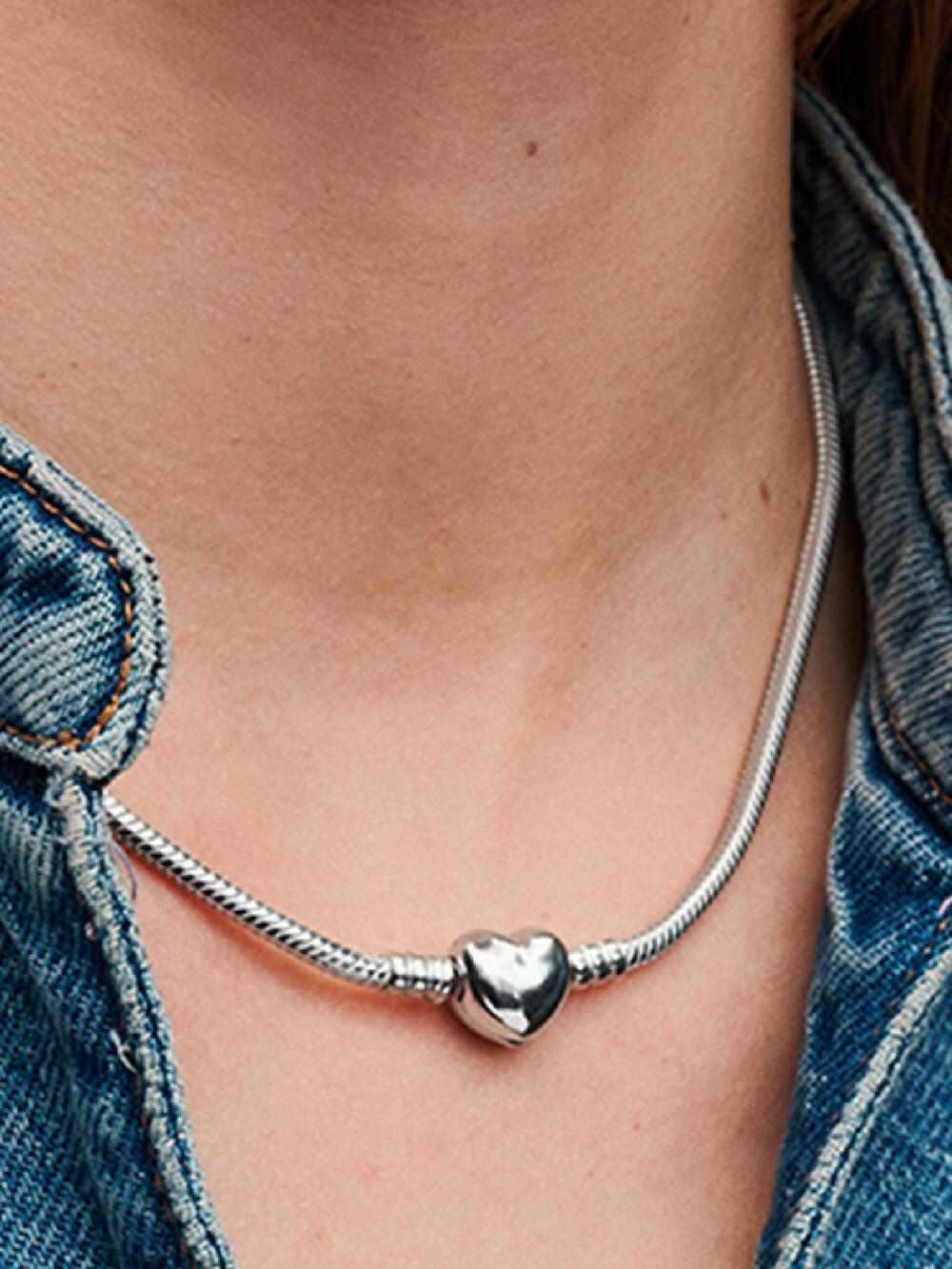 Moments Heart Clasp Snake Chain Necklace H5 hH