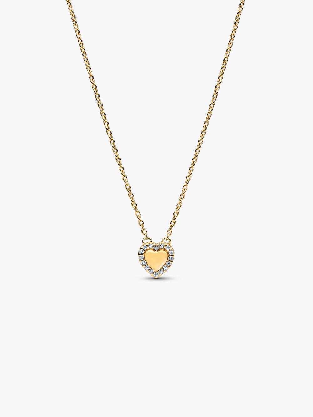 Engravable Heart Halo Collier Necklace L5 Za