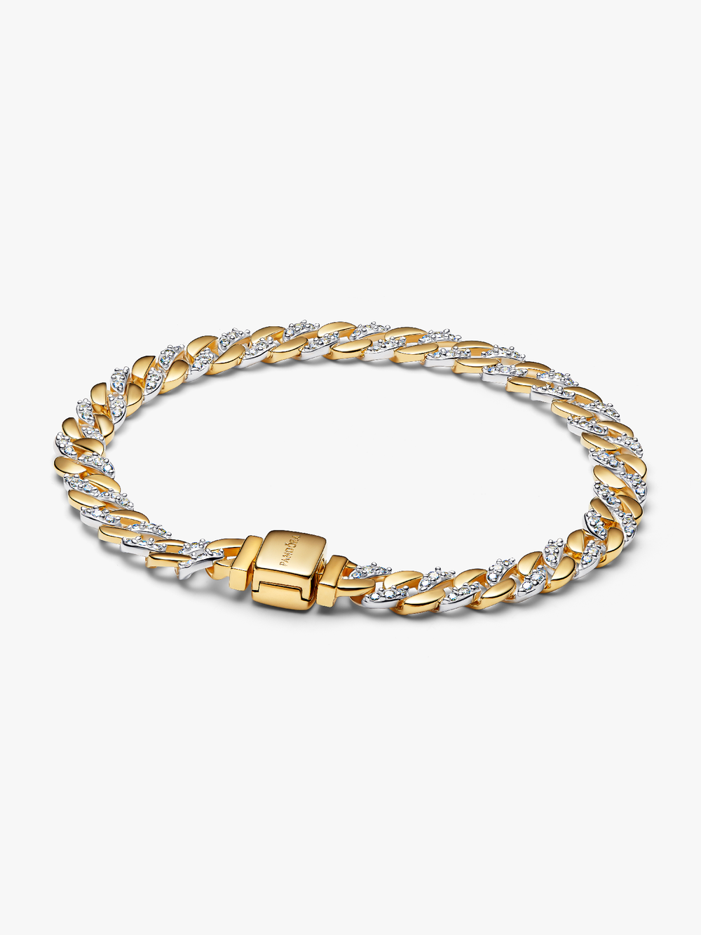 Two-tone Pavé Cuban Chain Bracelet T9 PQ