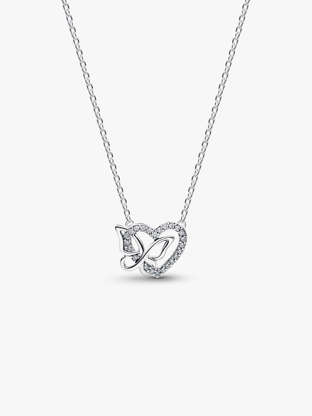Entwined Heart & Butterfly Pendant Necklace S8 Qb