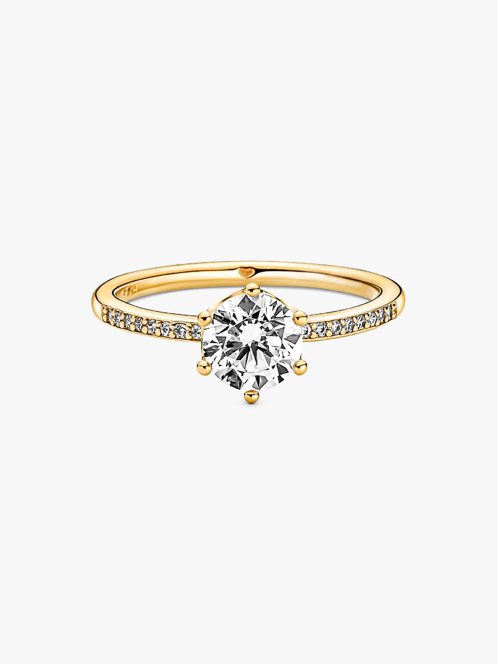 Clear Sparkling Crown Solitaire Ring I5 Be