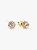 Round Pavé Halo Stud Earrings U8 6X