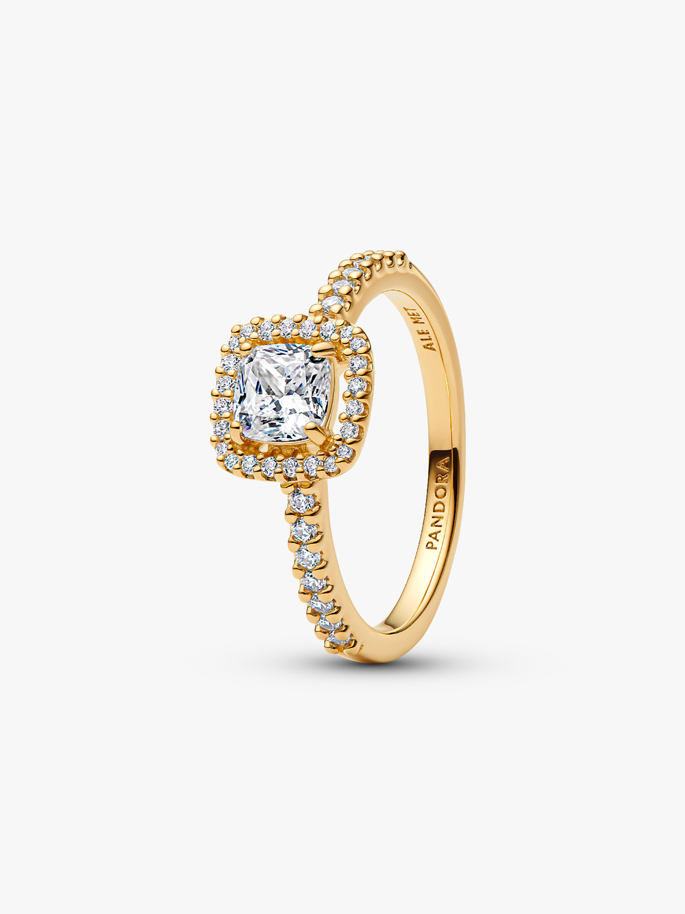 Sparkling Square Clear Halo Ring R7 ke