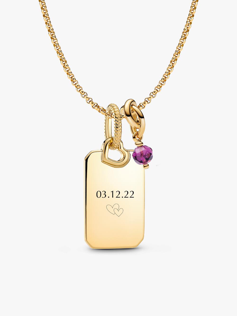 Engravable Rectangle Tag Pendant Necklace Set O8 VE