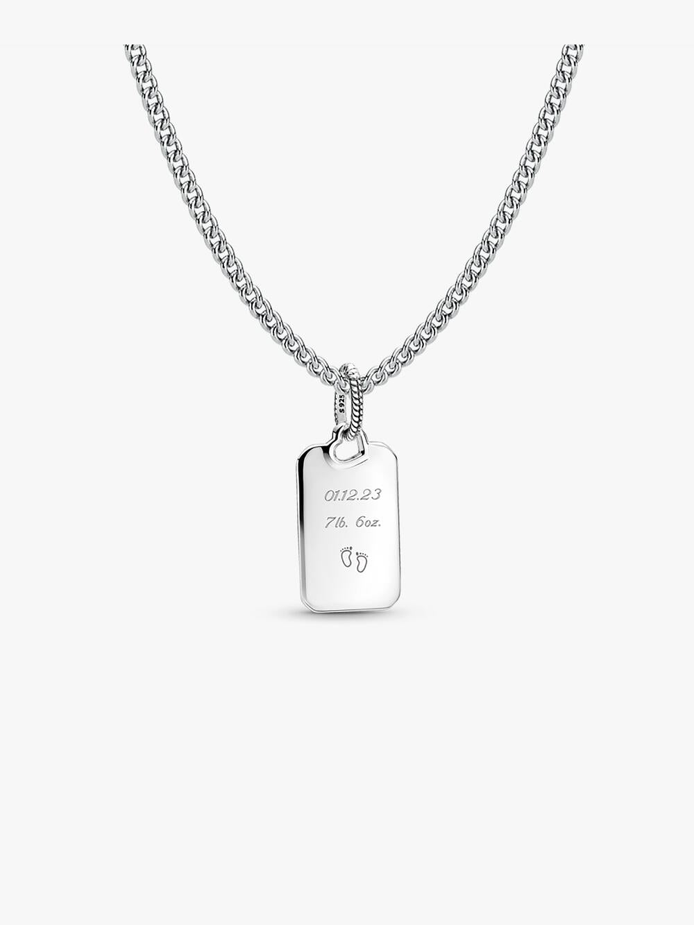Engravable Rectangle Tag Pendant Necklace Set W9 V7