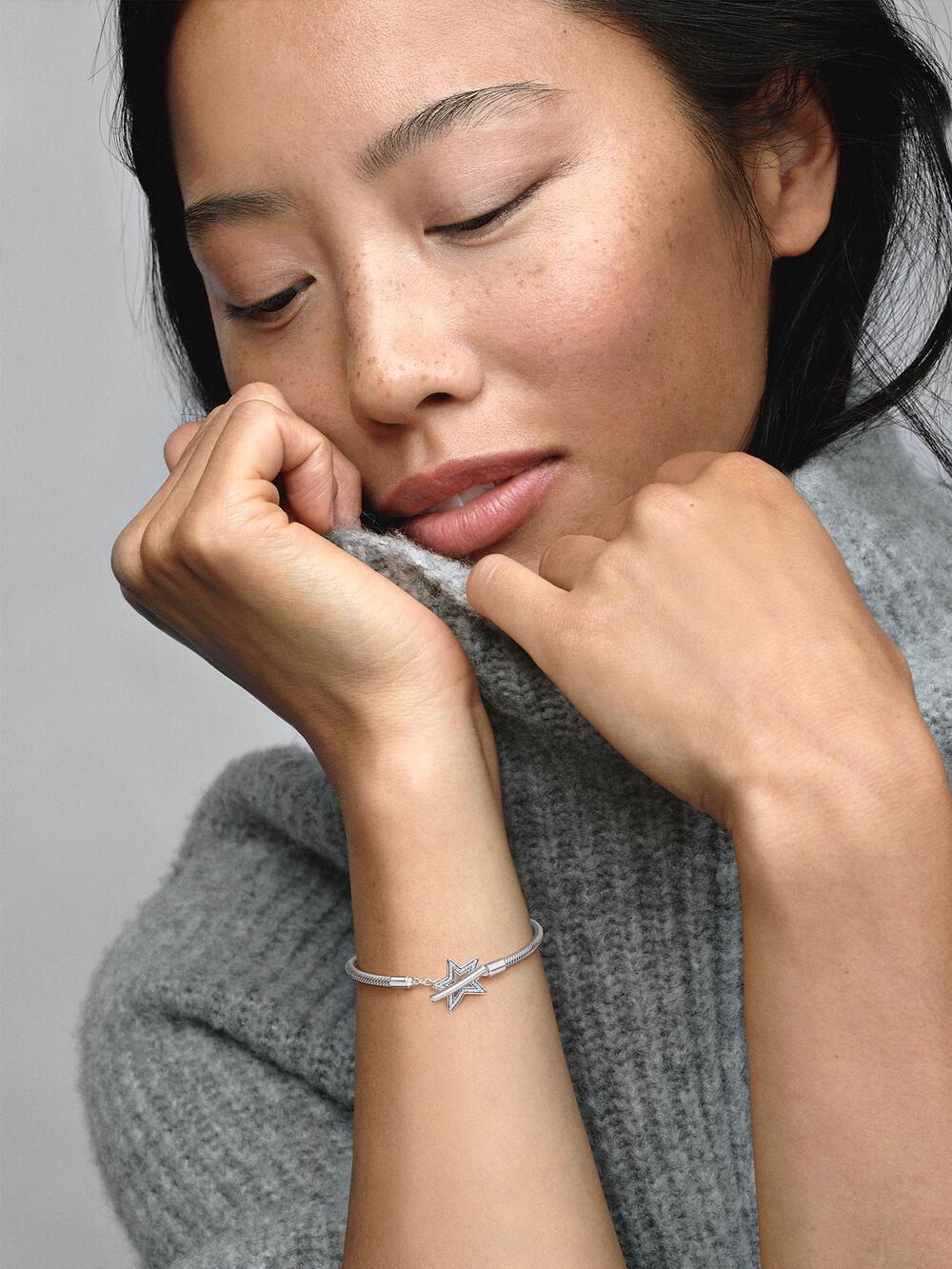 Moments Asymmetric Star T-bar Snake Chain Bracelet G4 ij