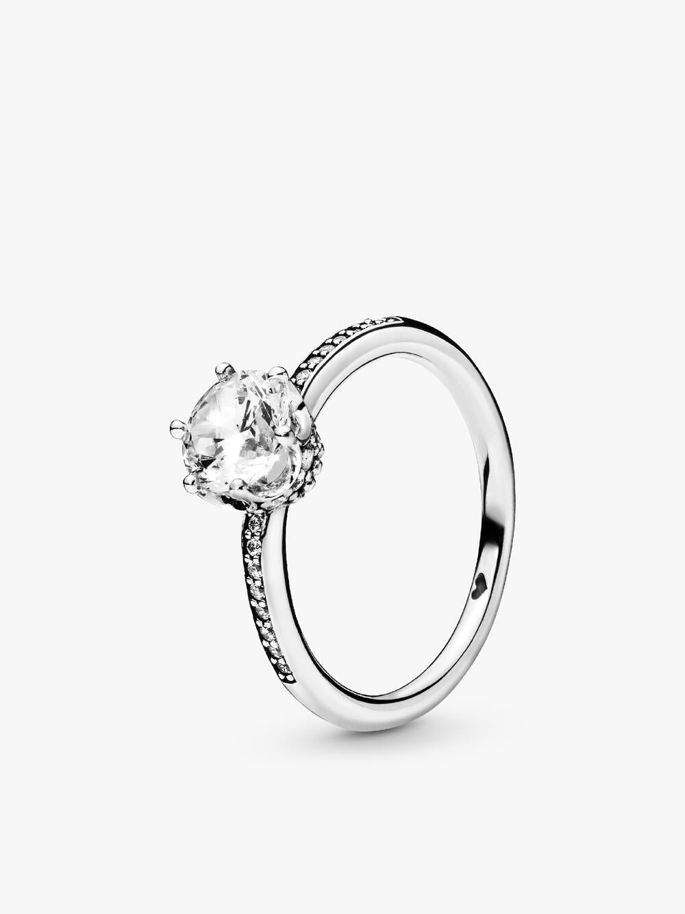 Clear Sparkling Crown Solitaire Ring I5 Be