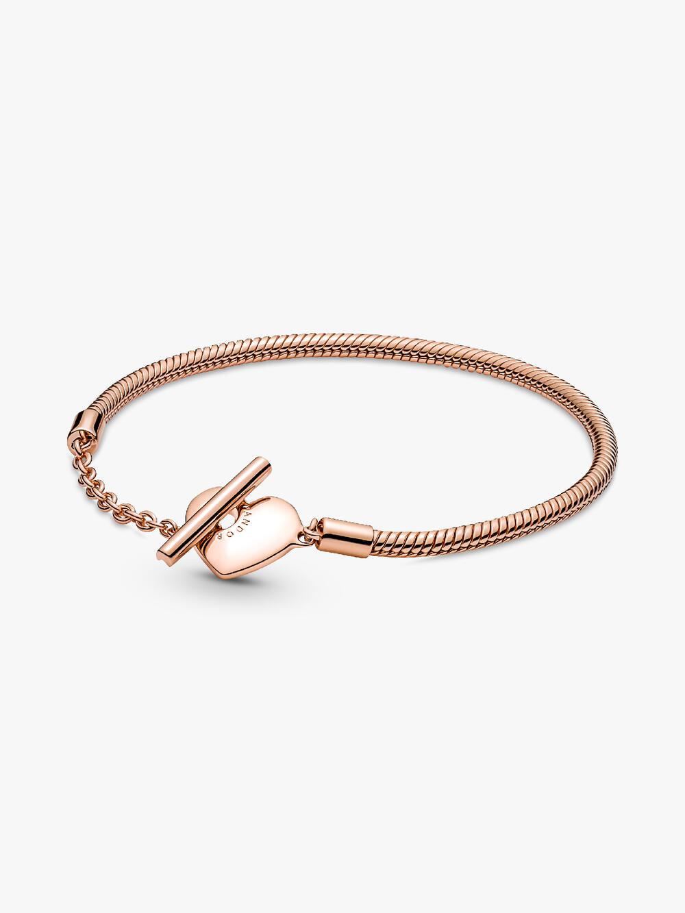 Moments Heart T-Bar Snake Chain Bracelet E8 QE