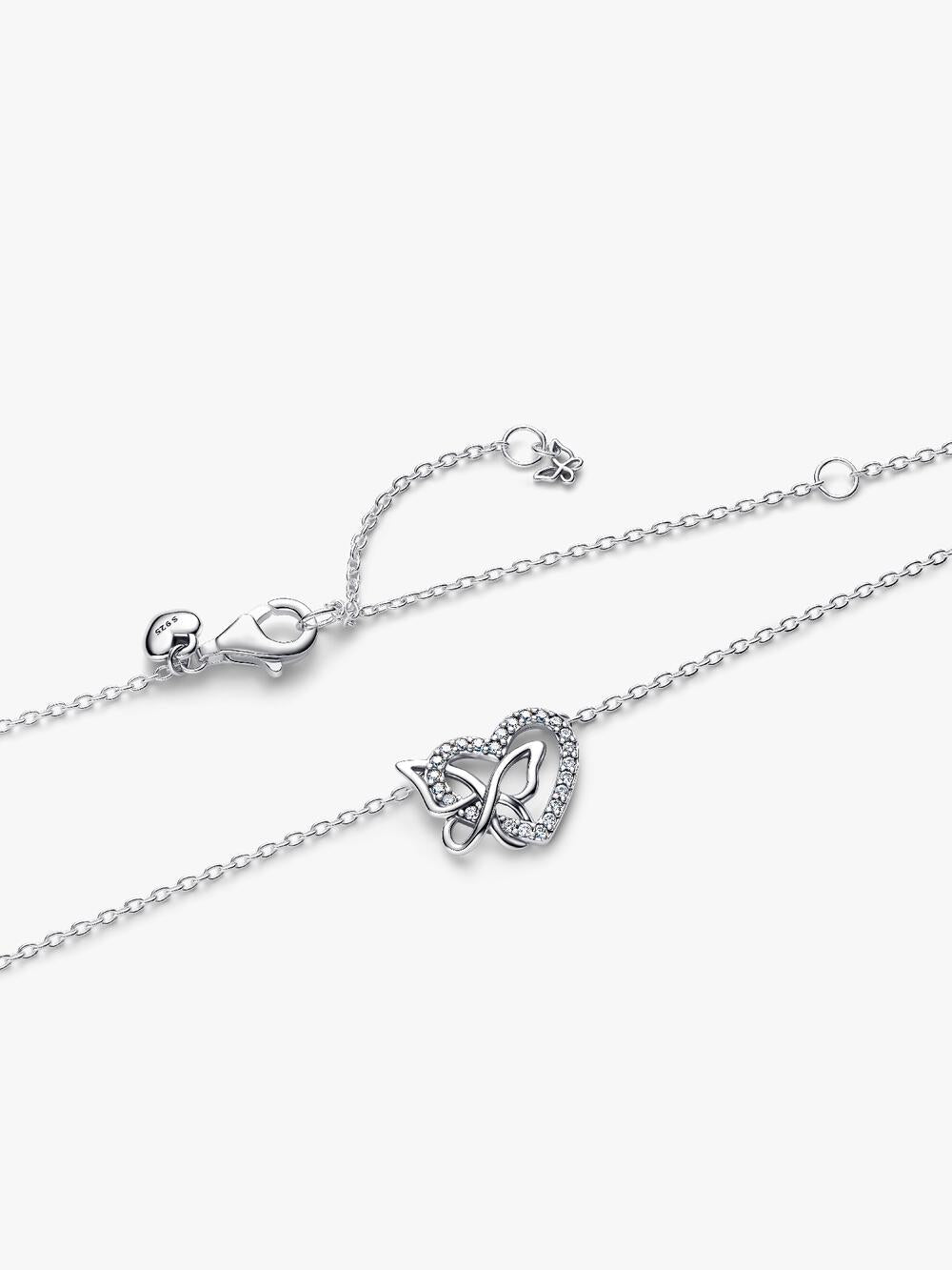 Entwined Heart & Butterfly Pendant Necklace S8 Qb