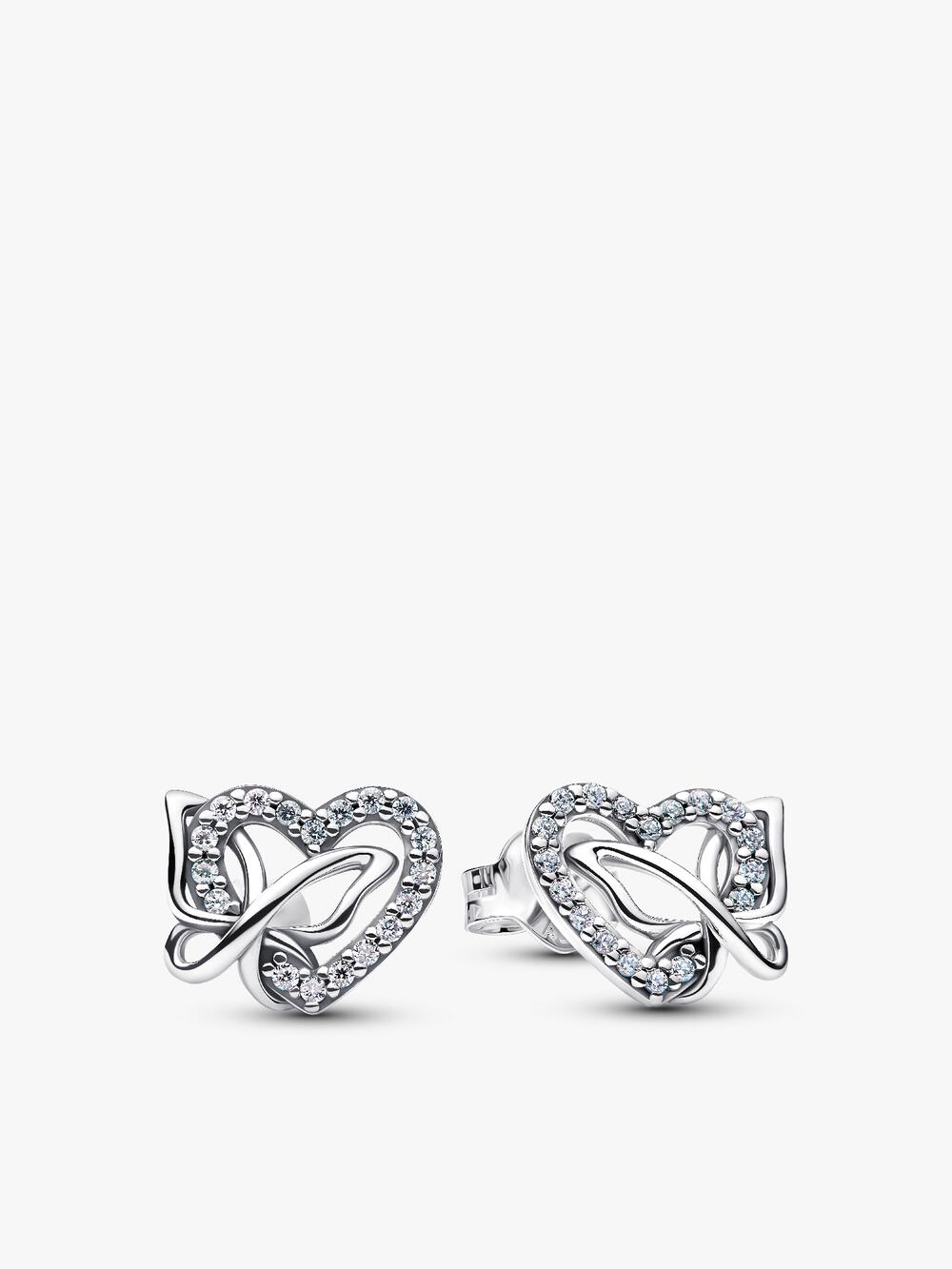 Sparkling Heart Padlock Stud Earrings V0 Oq