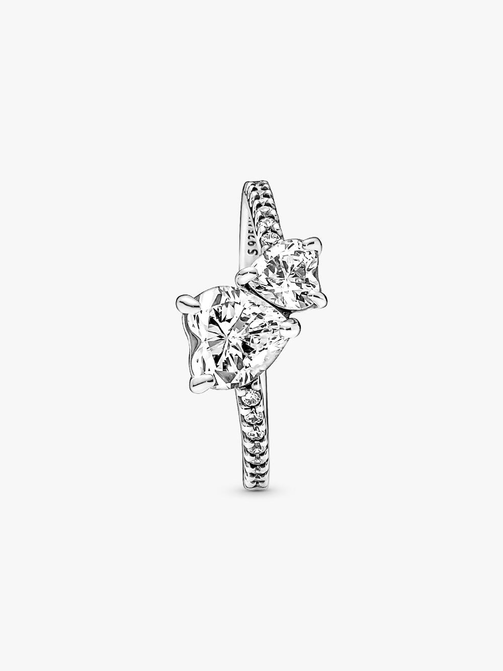 Double Heart Sparkling Ring A7 hC