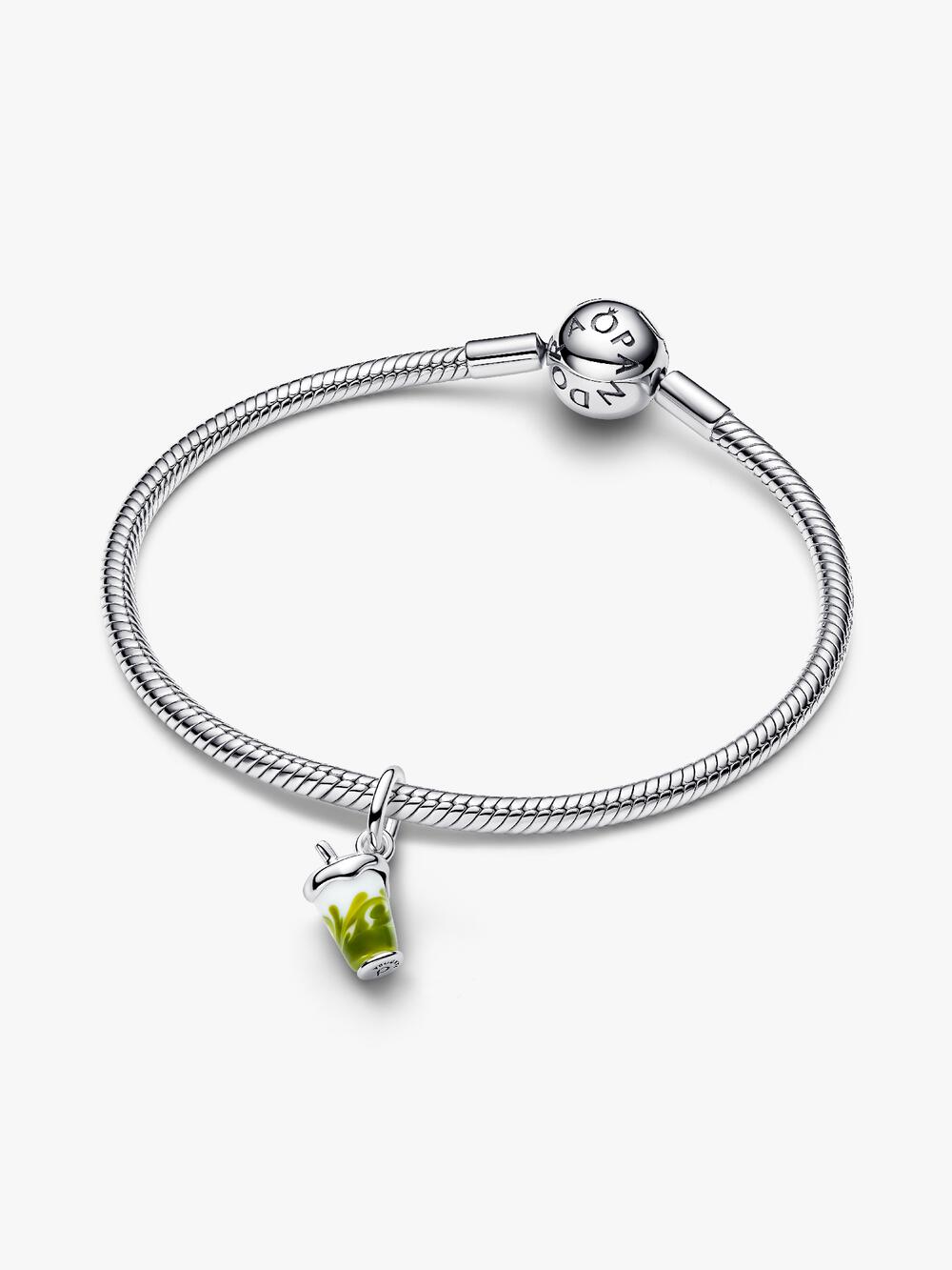 Iced Matcha Latte Murano Glass Dangle Charm Y6 Ab