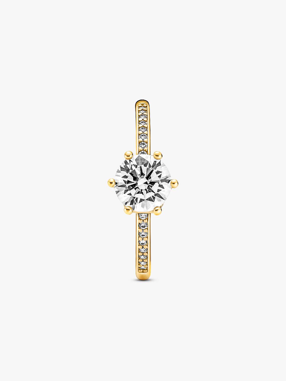 Clear Sparkling Crown Solitaire Ring I5 Be