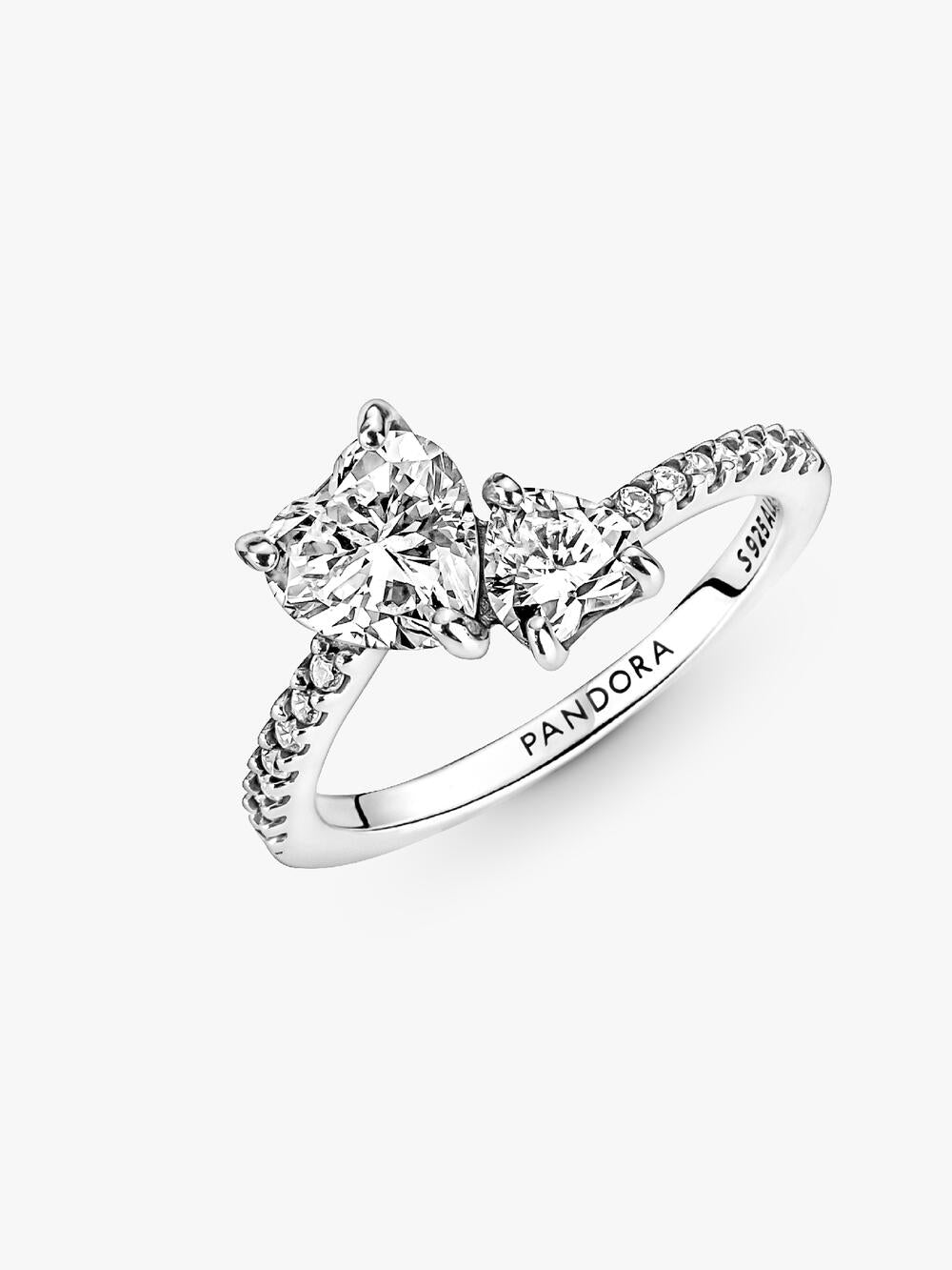 Double Heart Sparkling Ring A7 hC