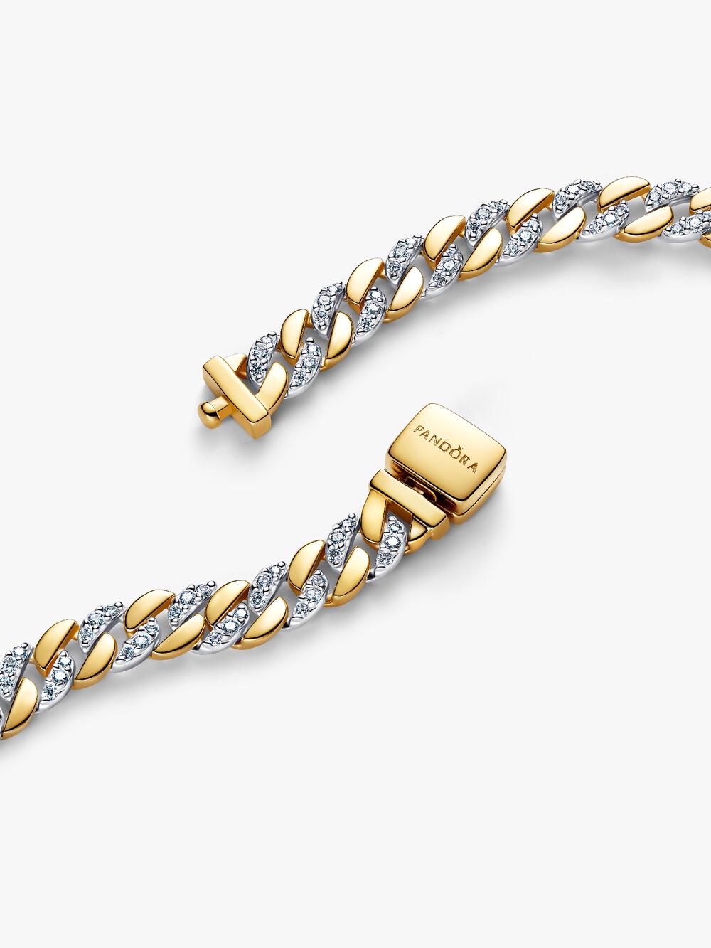 Two-tone Pavé Cuban Chain Bracelet T9 PQ