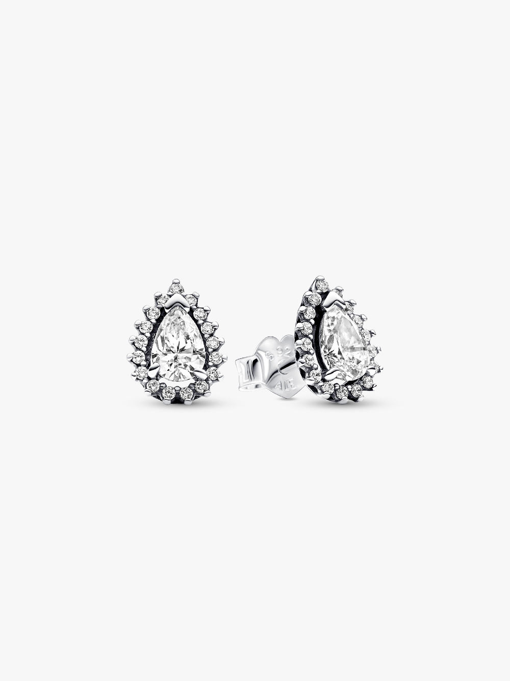 Sparkling Pear Halo Stud Earrings K8 ZR