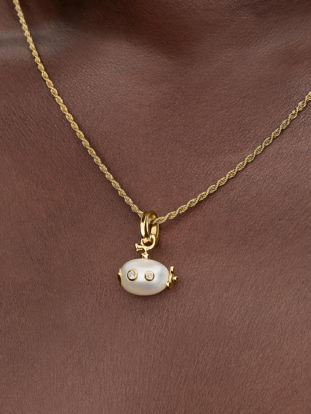 Treated Freshwater Cultured Baroque Pearl Submarine Dangle Charm E3 mJ