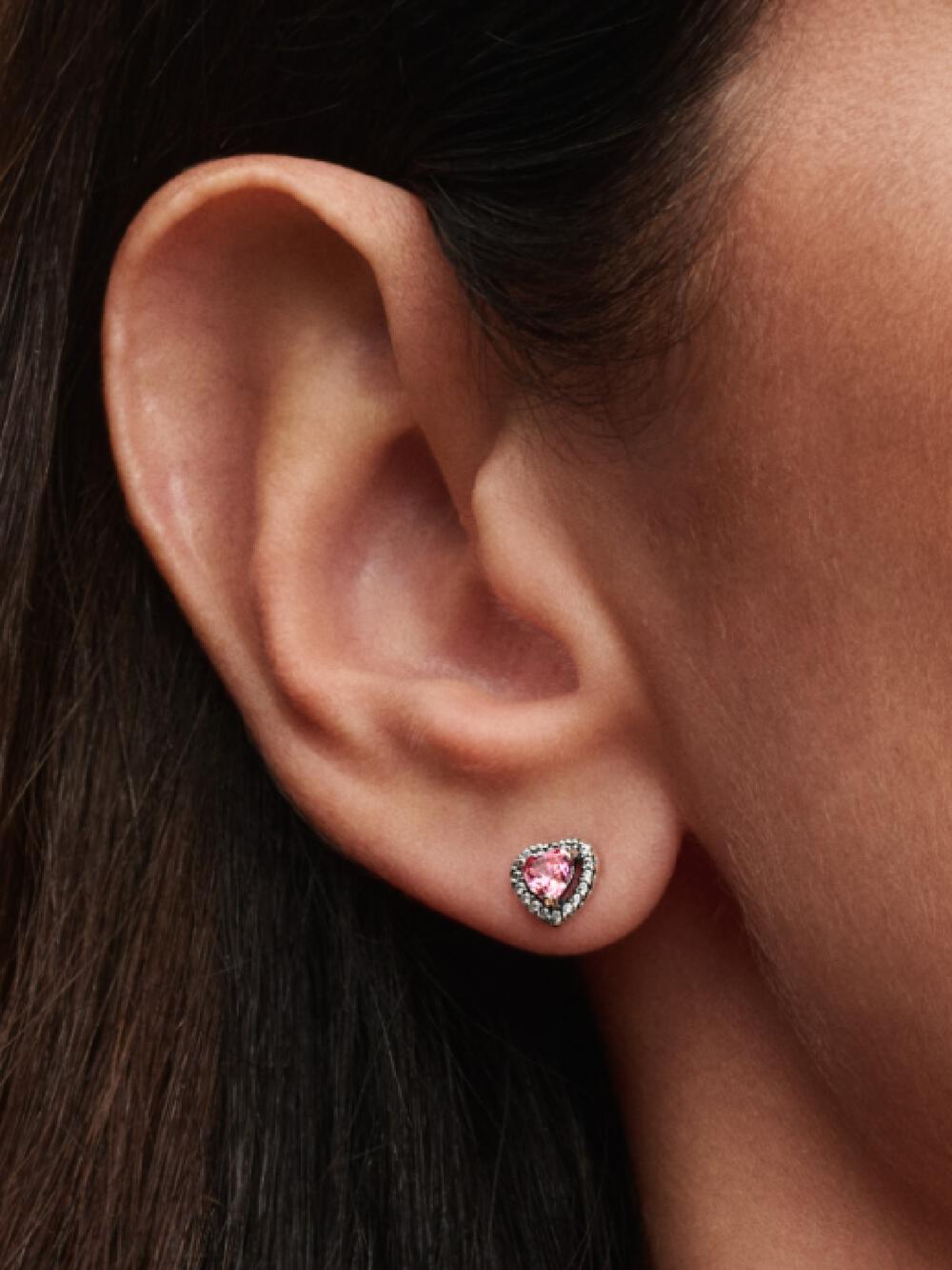 Elevated Pink Heart Stud Earrings Z0 8S