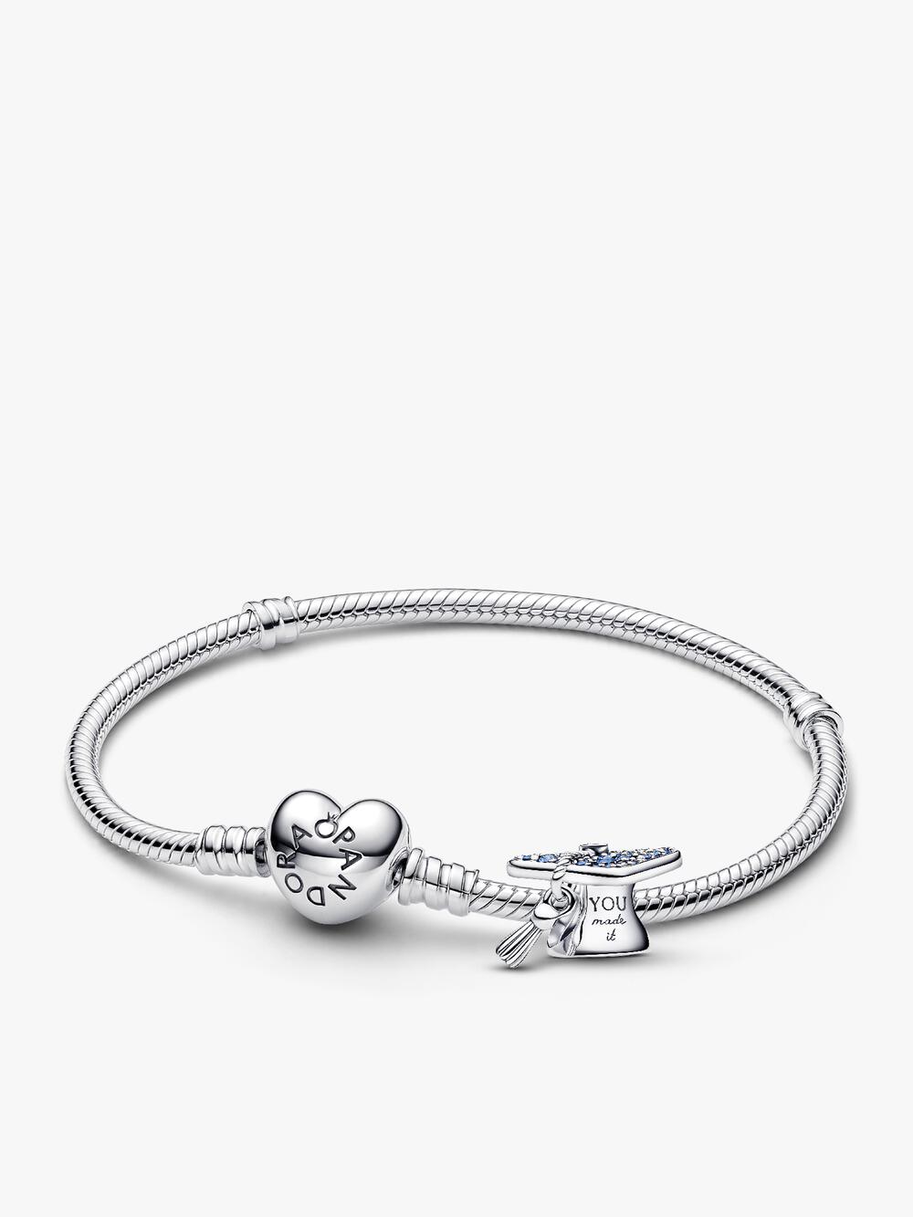 Engravable Heart Tag Dangle Charm Bracelet Set T7 5u