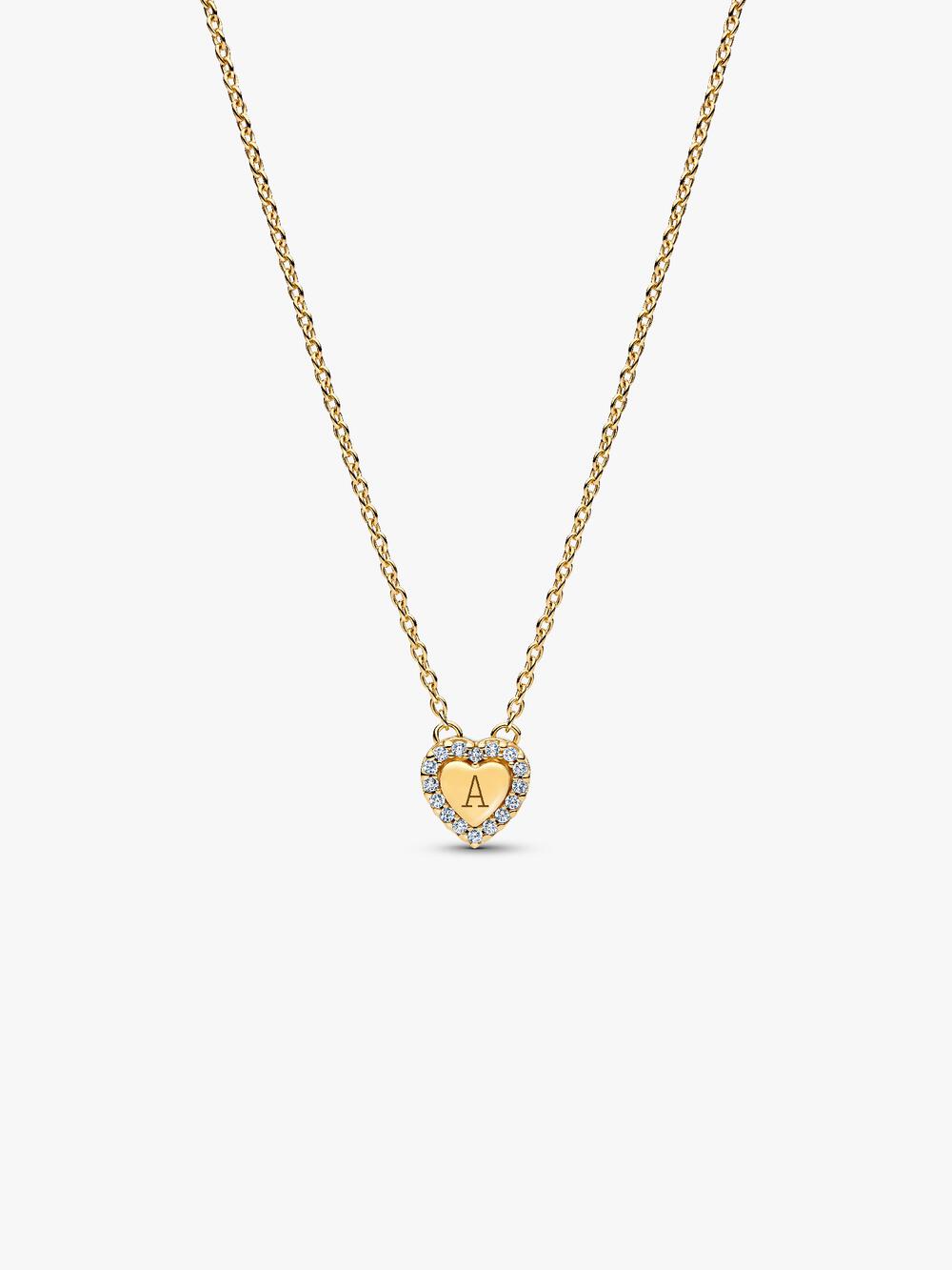 Engravable Heart Halo Collier Necklace L5 Za