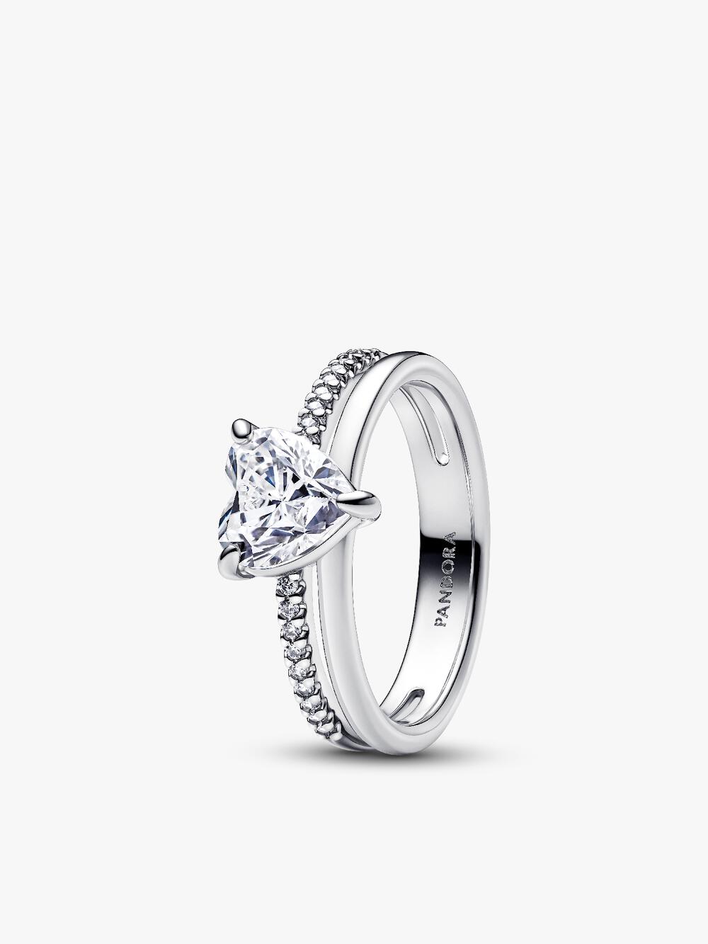 Double Heart Sparkling Ring A7 hC