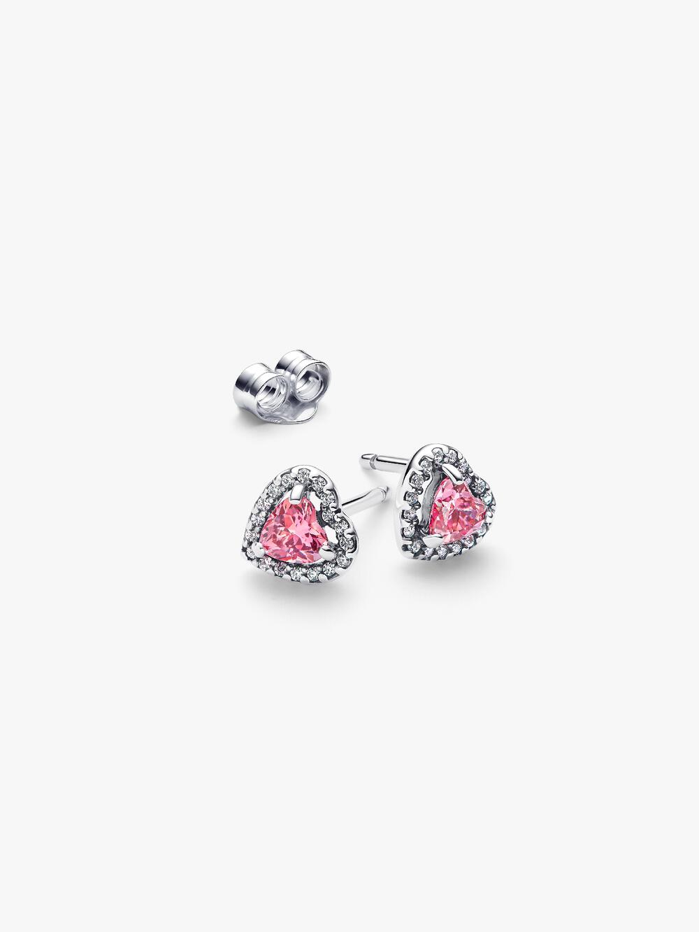 Elevated Pink Heart Stud Earrings Z0 8S