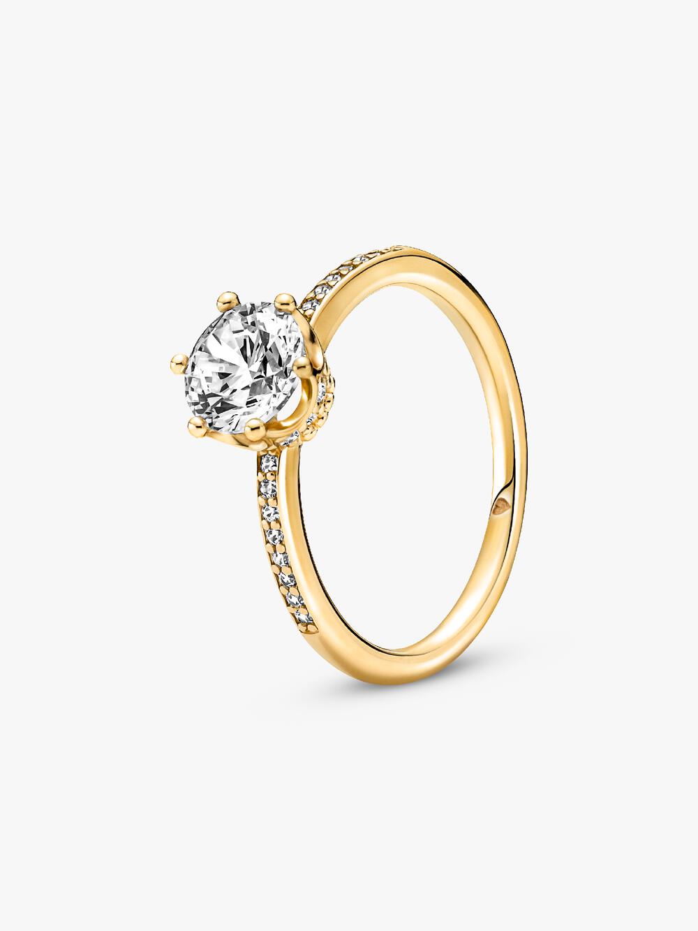 Clear Sparkling Crown Solitaire Ring I5 Be