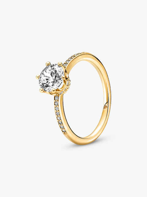 Clear Sparkling Crown Solitaire Ring I5 Be