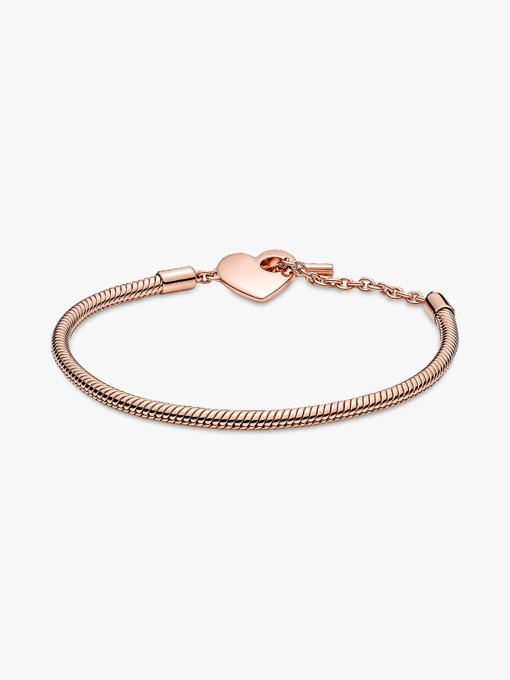 Moments Heart T-Bar Snake Chain Bracelet E8 QE