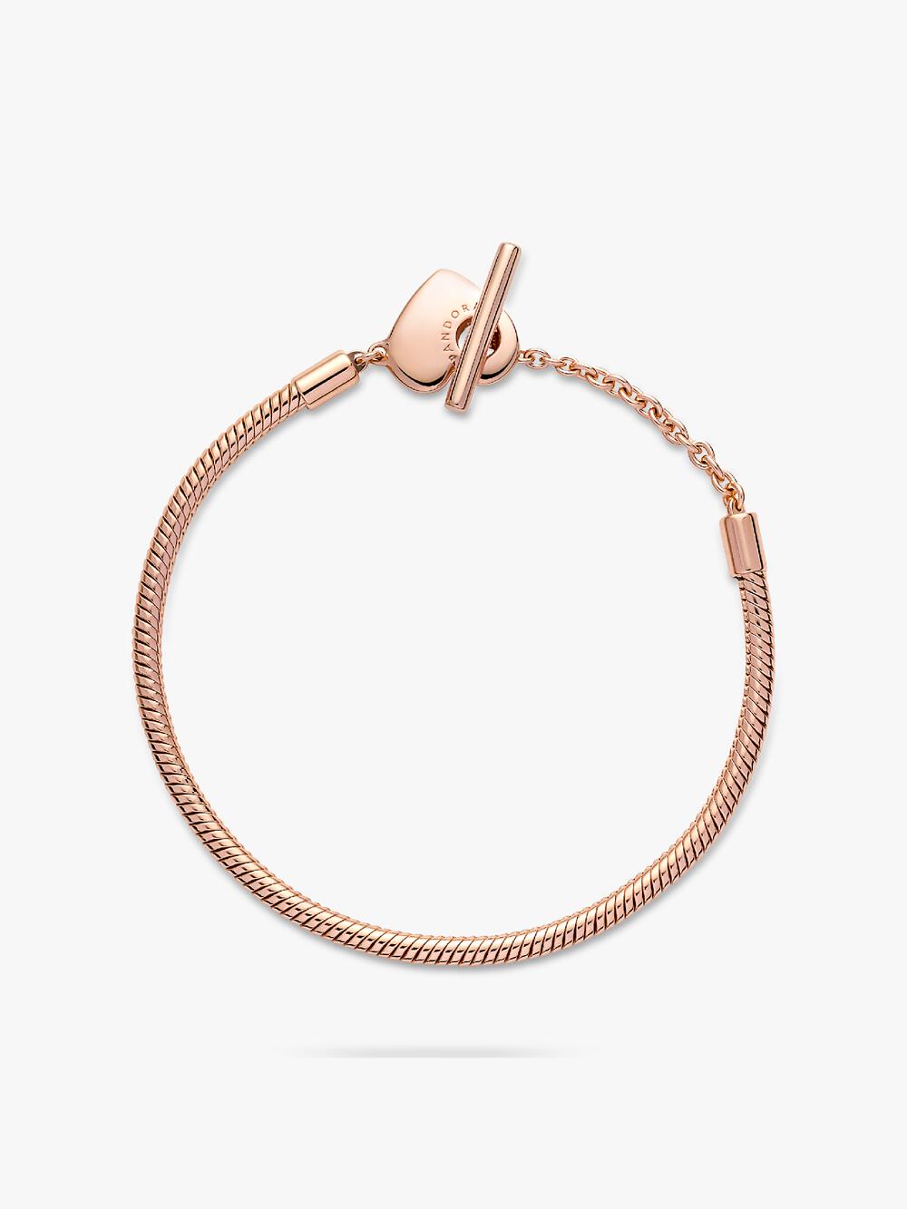 Moments Heart T-Bar Snake Chain Bracelet E8 QE