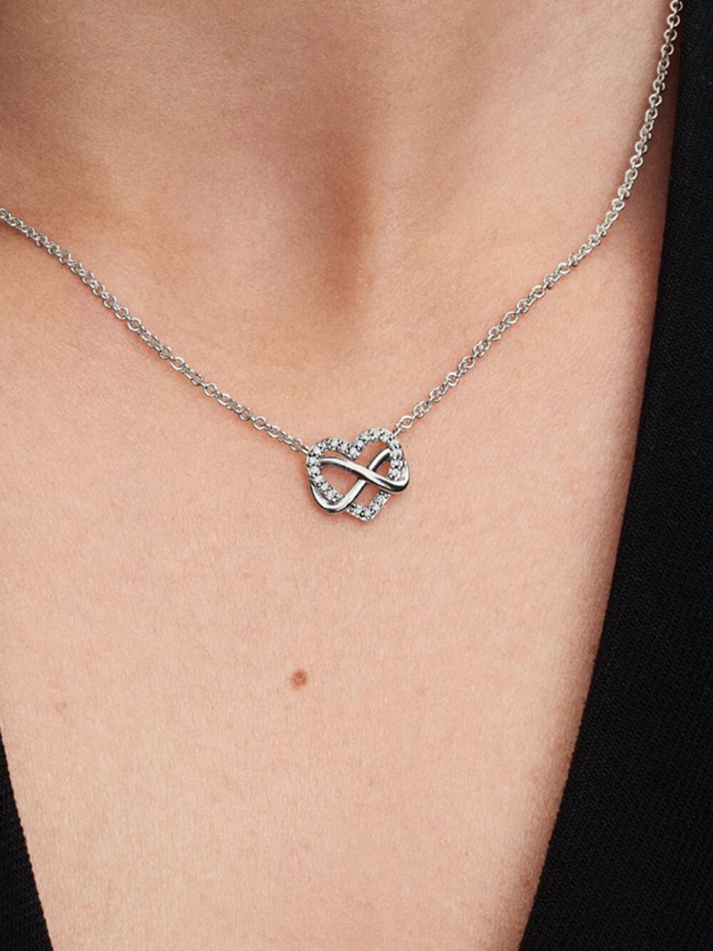 Sparkling Infinity Heart Collier Necklace S9 nR
