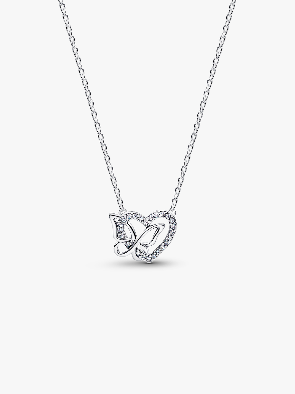 Entwined Heart & Butterfly Pendant Necklace S8 Qb