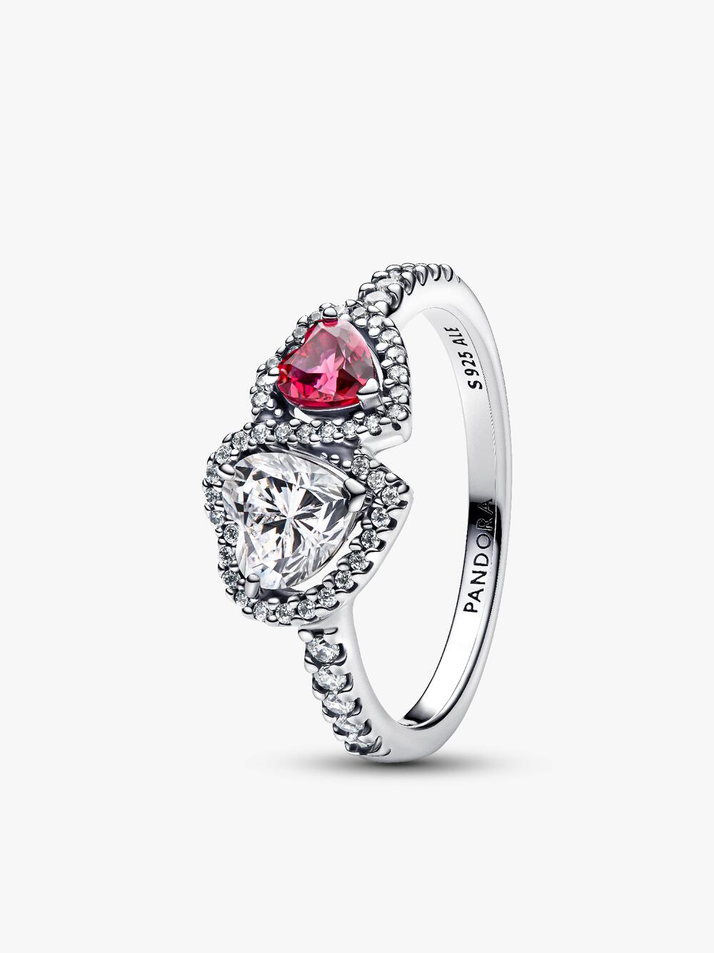 Double Heart Sparkling Ring A7 hC