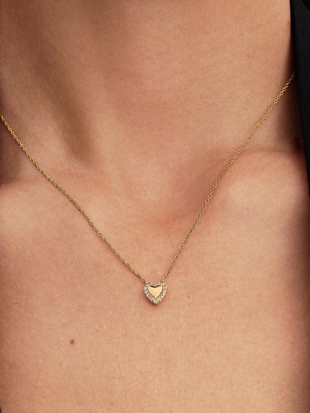 Engravable Heart Halo Collier Necklace L5 Za