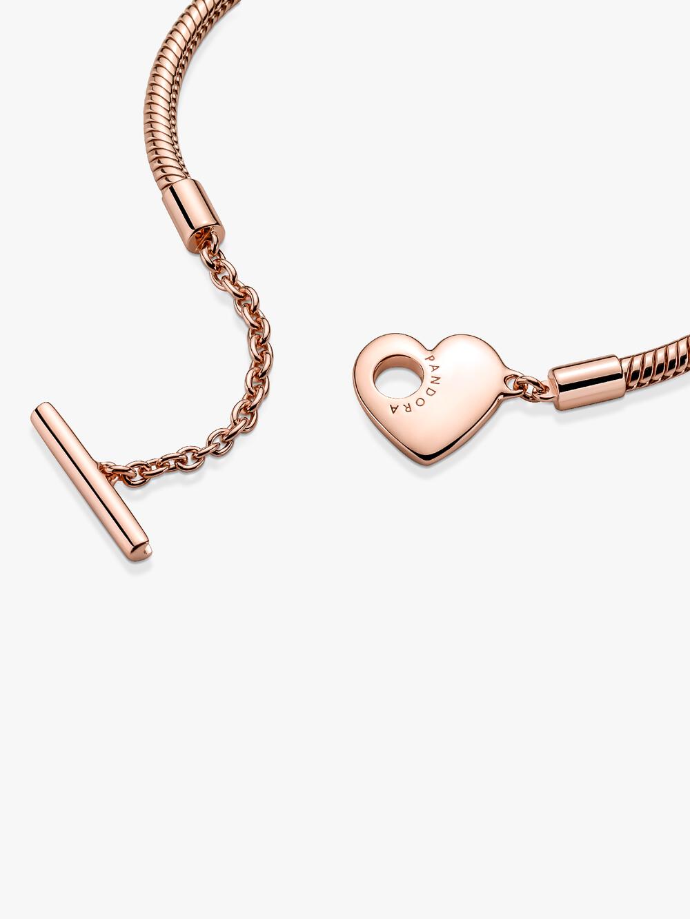 Moments Heart T-Bar Snake Chain Bracelet E8 QE