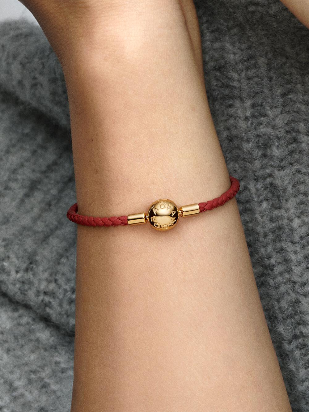 Moments Red Woven Leather Bracelet O6 ro