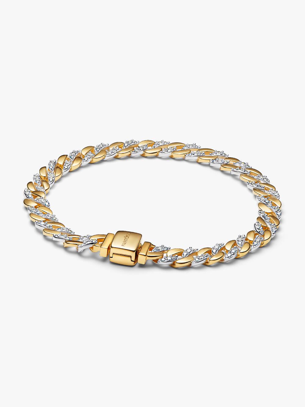 Two-tone Pavé Cuban Chain Bracelet T9 PQ