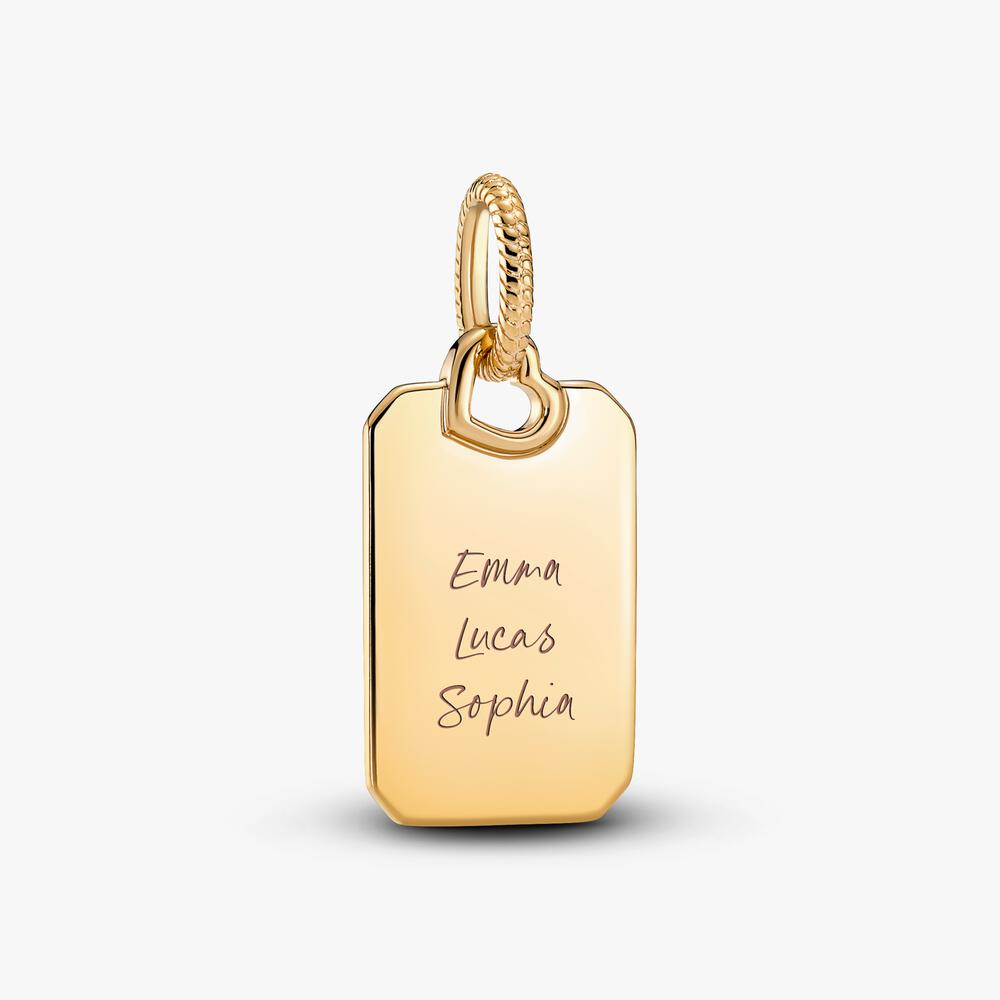 Engravable Rectangle Tag Pendant Necklace Set O8 VE