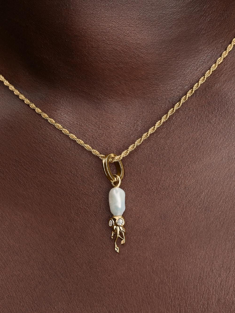 Treated Freshwater Cultured Baroque Pearl Squid Dangle Charm H2 AU