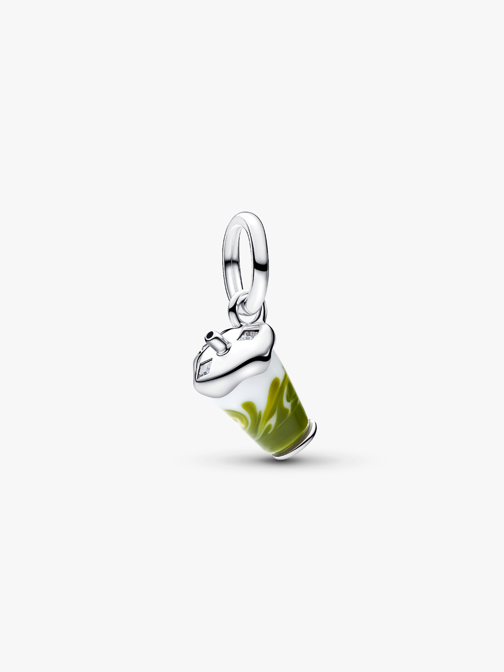 Iced Matcha Latte Murano Glass Dangle Charm Y6 Ab