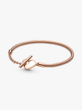 Moments Heart T-Bar Snake Chain Bracelet E8 QE