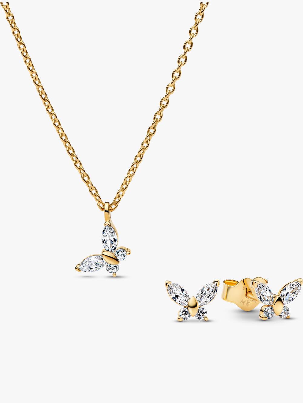 Entwined Heart & Butterfly Pendant Necklace S8 Qb