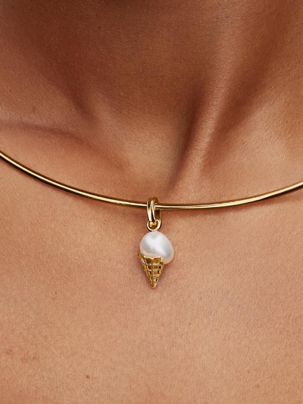 Treated Freshwater Cultured Baroque Pearl Ice Cream Dangle Charm N9 Zz