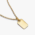 Engravable Rectangle Tag Pendant Necklace Set O8 VE