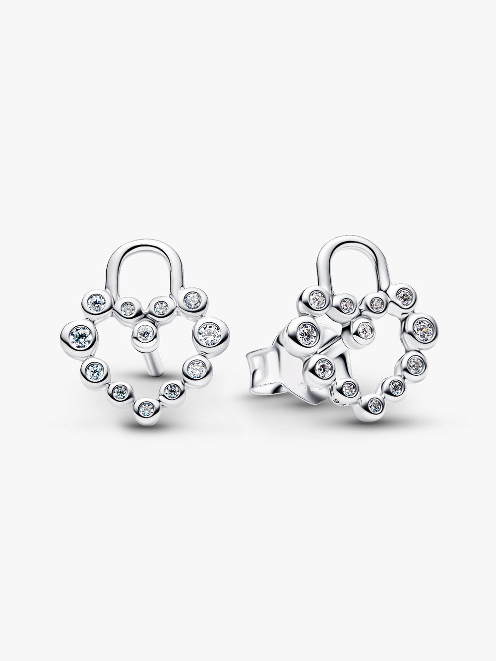 Sparkling Heart Padlock Stud Earrings V0 Oq