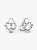 Sparkling Heart Padlock Stud Earrings V0 Oq