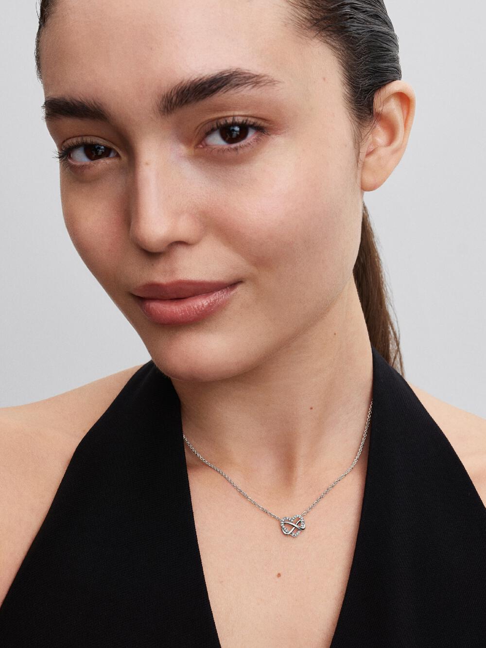 Sparkling Infinity Heart Collier Necklace S9 nR